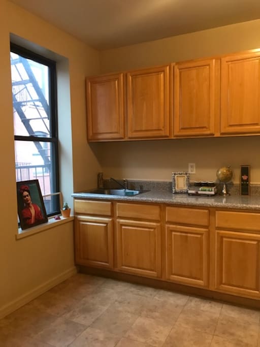 Kitchen with big window