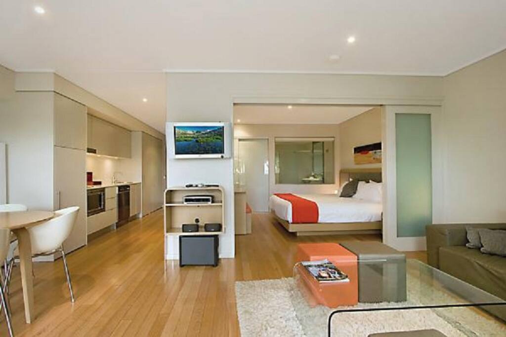 Dining, lounge and bedroom