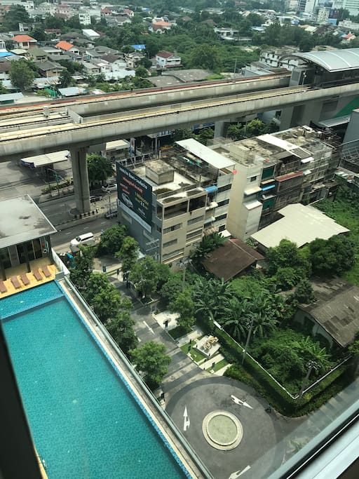 Swimming pool from Bedroom window.