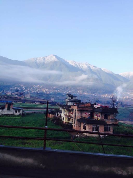 View of snow clad Chandragiri hill-the only cable car in Kathmandu Valley
