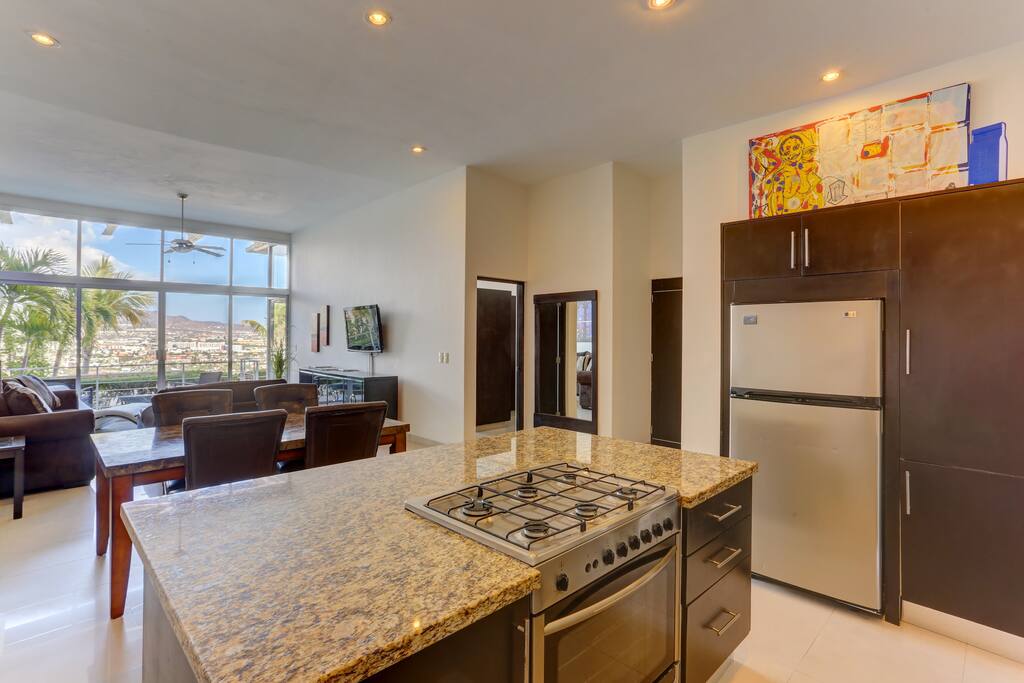 Chefs kitchen with a view