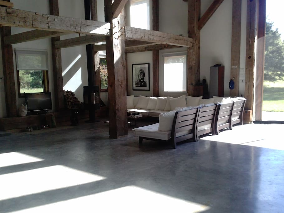Living area with firepalce
