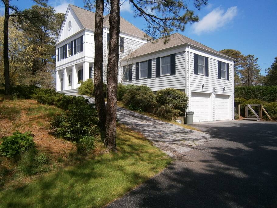 Driveway and two car garage leading directly into basement