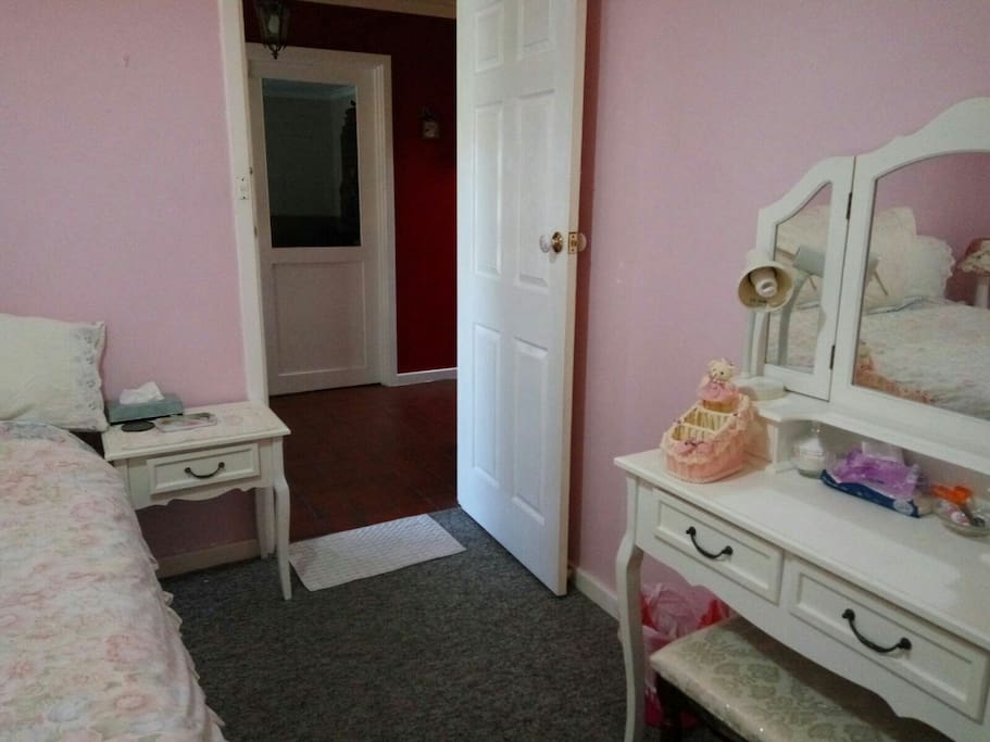 Large comfy queen size with dressing table and plenty of wardrobe space