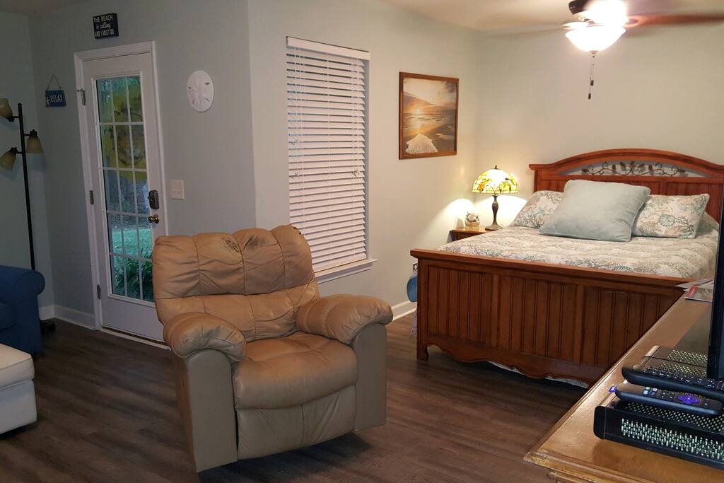 Living room into sleeping area.