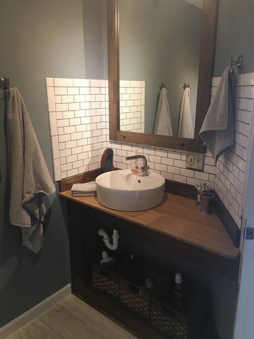 Updated bathroom with stall shower