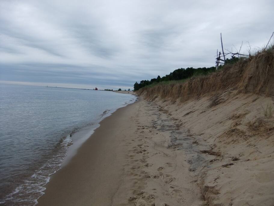 Beach in front of cottage.