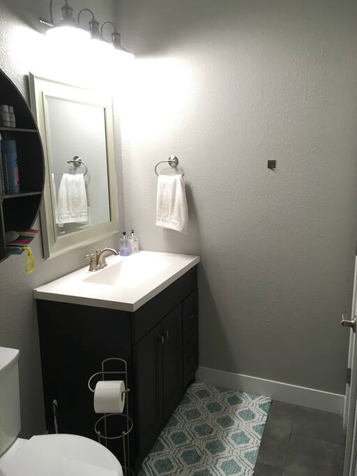 Modern bathroom with clean, upscale finishes