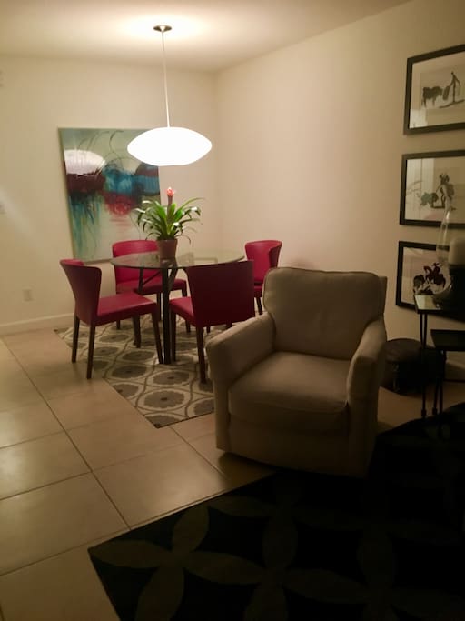 dining room in the evening