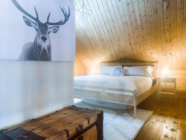 Deer room: Master bedroom with private bathroom, king bed, memory foam