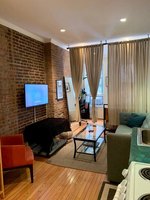 Loving Room (New 4K HDR TV and dog crate)