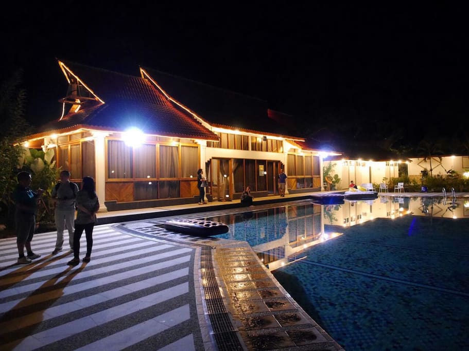 The Pavilion at night time