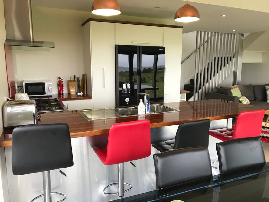 Fridge freezer and kitchen breakfast bar