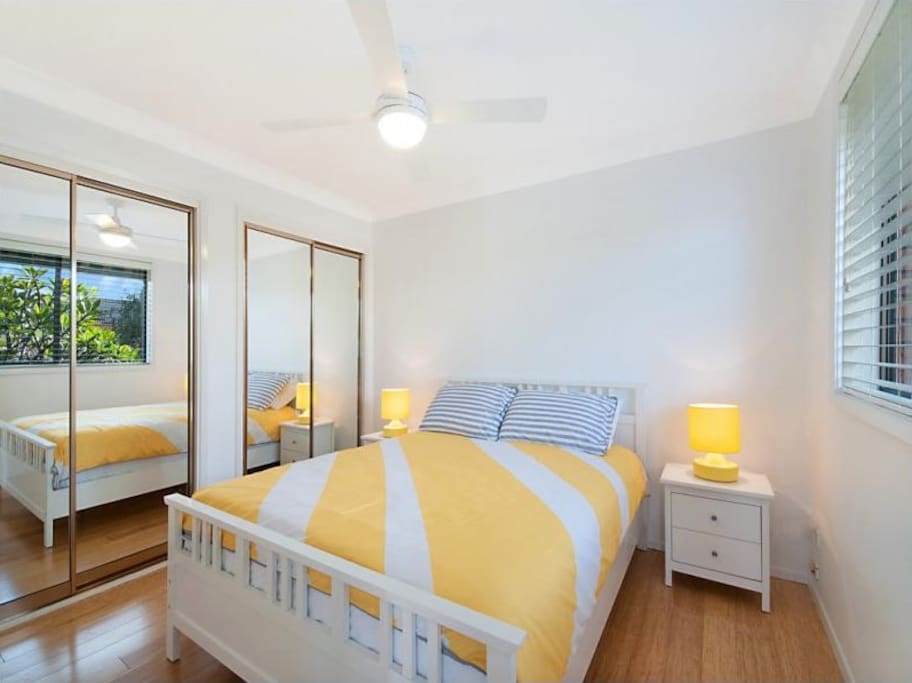 Main double bedroom upstairs, located near upstairs balcony.