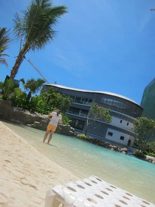 Man made beach perfect for the kids and kids-at-heart.