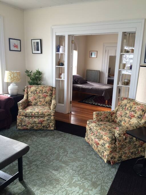 Here's a shot of the living room from the hallway, looking into the second bedroom.