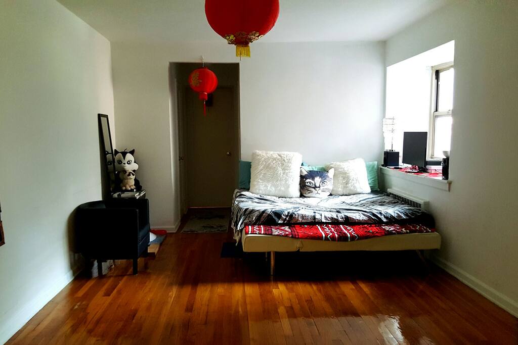 This is the living room where me and my cat sleep