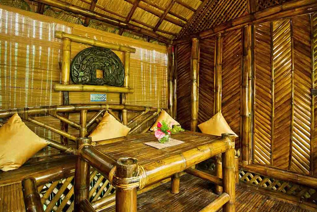 Duplex bamboo hut veranda