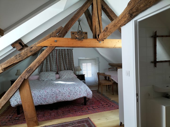 La Maison du Fisherman de Loire: غرفة النوم المزدوجة (إيست غيبل ، عرض ثلاثي) مع المرحاض ، الملابس... 