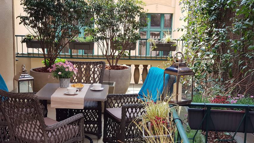 Cosily furnished apartm, unique terrace,AC,Prague1