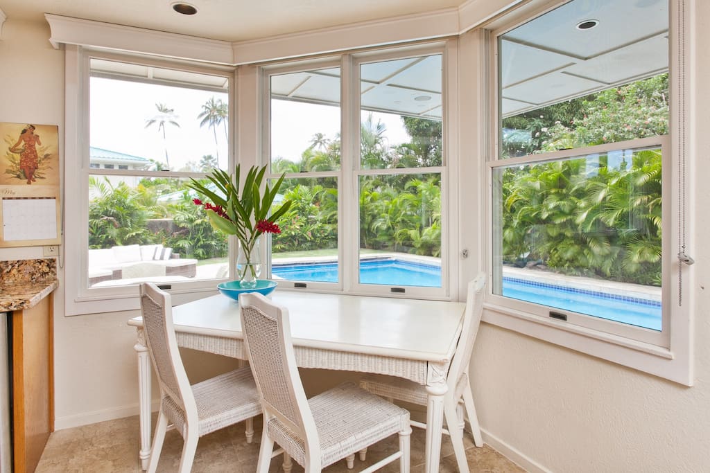 Kitchen overlooking the pool