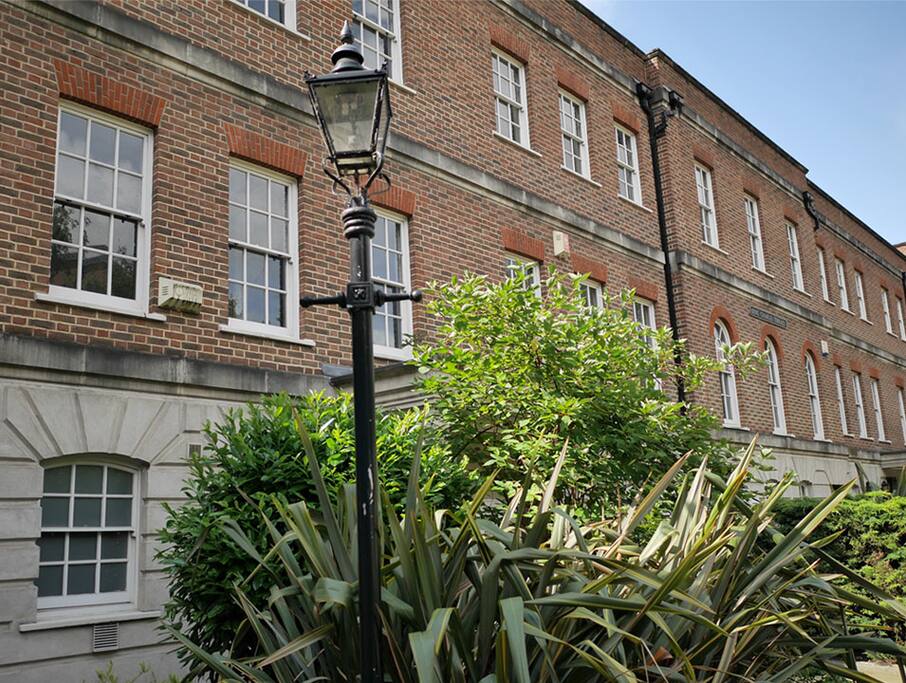 The outside of the block.