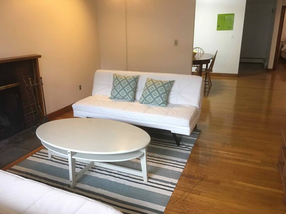 View from the front door -- both couches are futon beds.