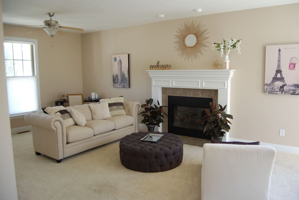 Cozy living space with a fireplace!