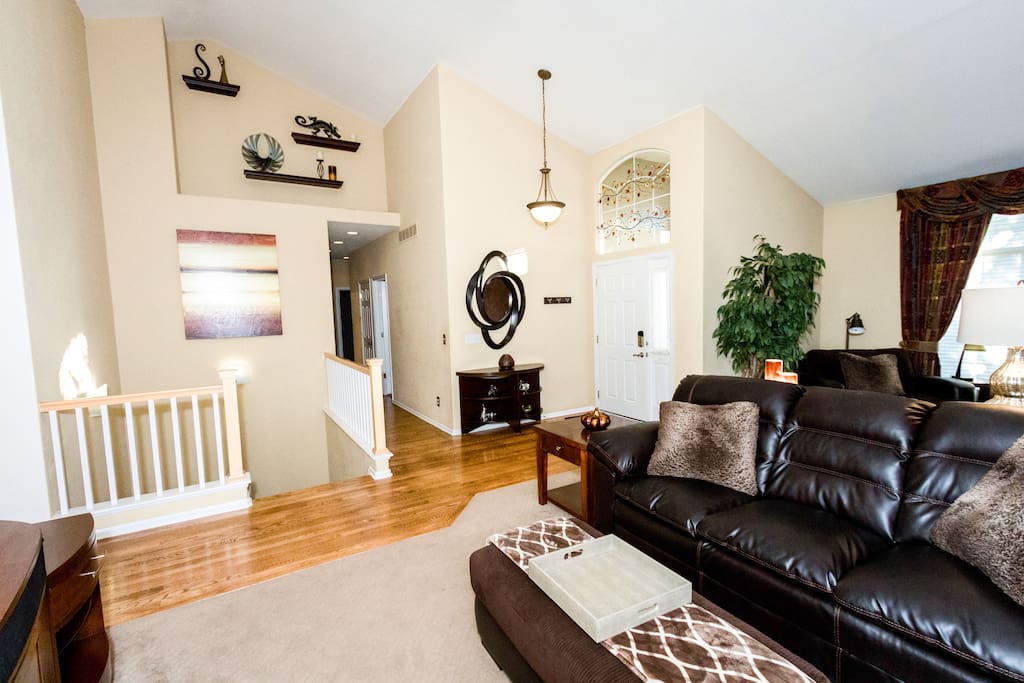 Main level family room and stairs