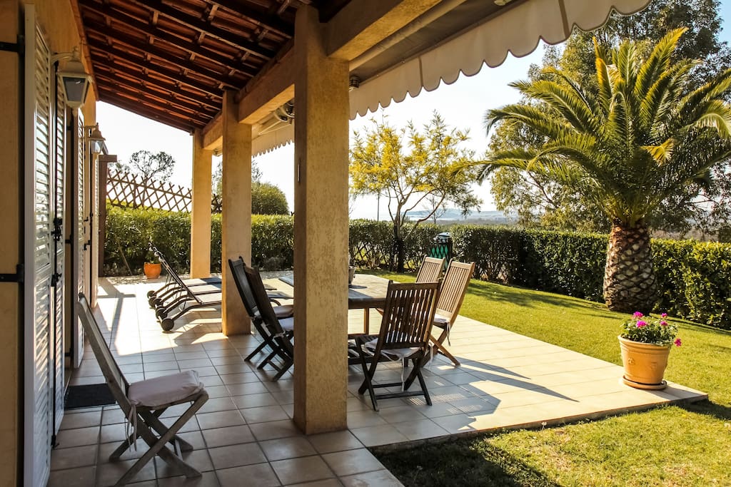 The terrace facing south