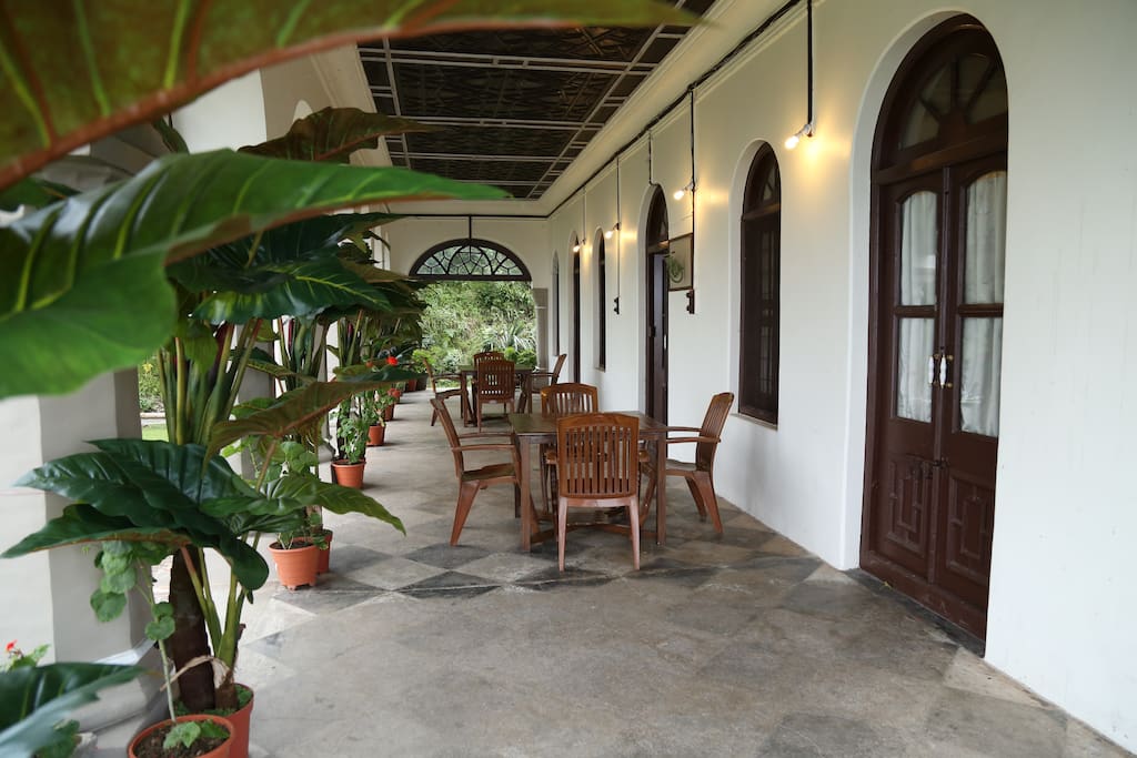 Open verandah on the ground floor with original wooden ceiling