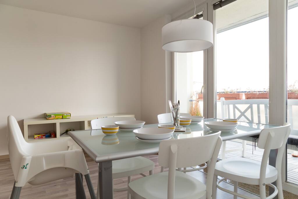 Living room with dining table