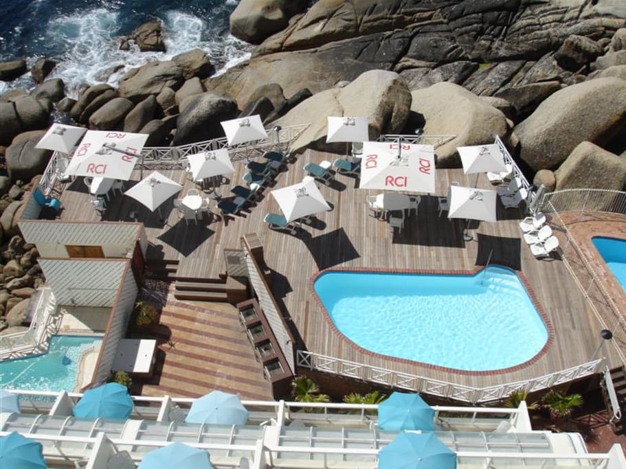 Pool deck below
