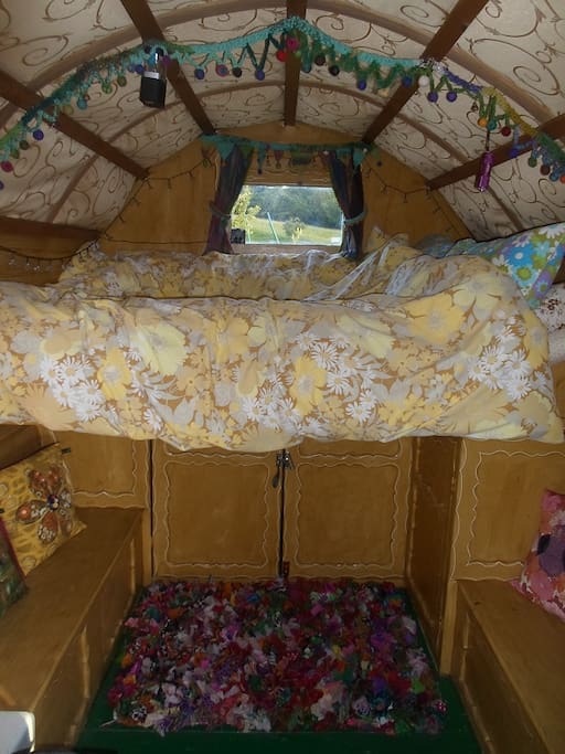 Inside the gorgeous little cosy wagon