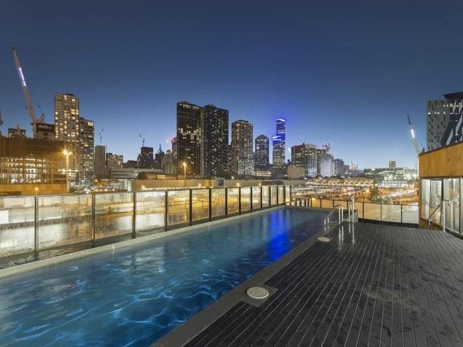 Swimming pool with city view