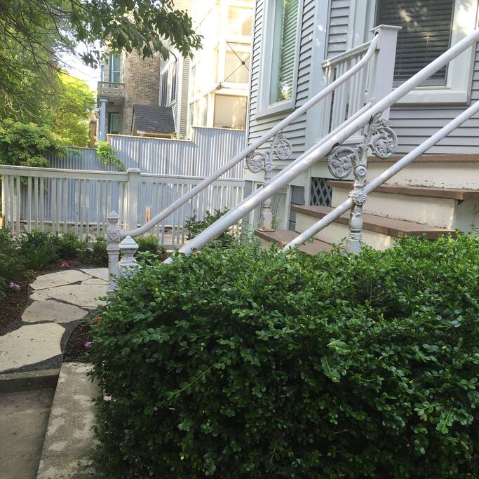 front porch steps.