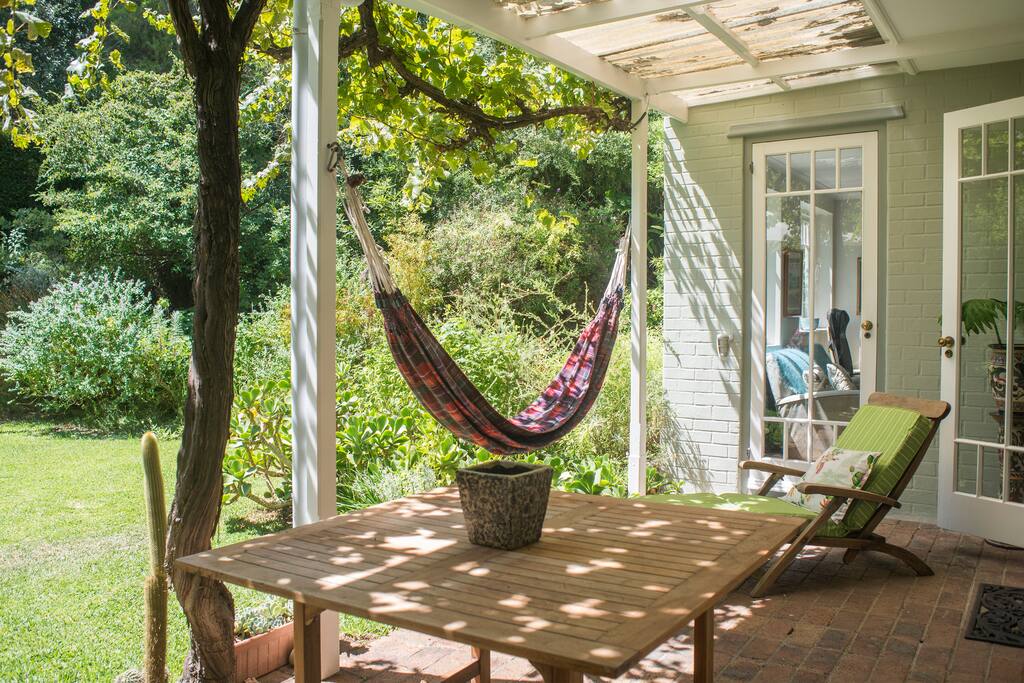 Outside entertainment area with view on the garden