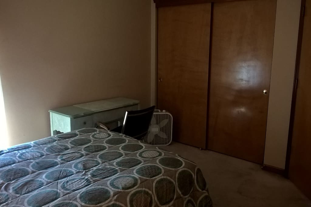 Lots of closet space and desk for your laptop or TV.