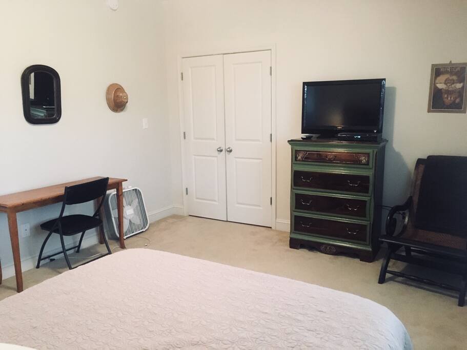 Cable TV included with stay. Small desk for work area, if needed.