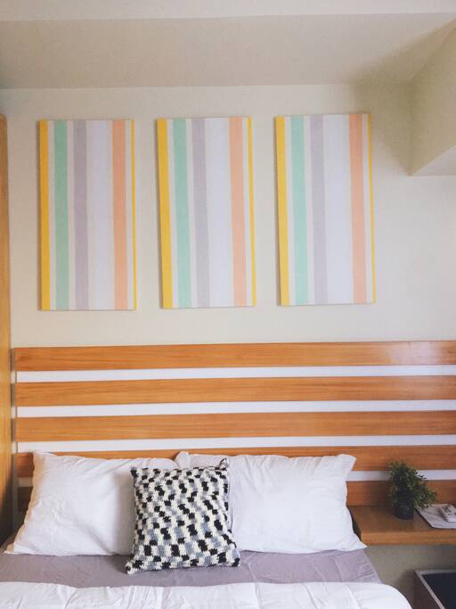 Scandinavian head board and artwork