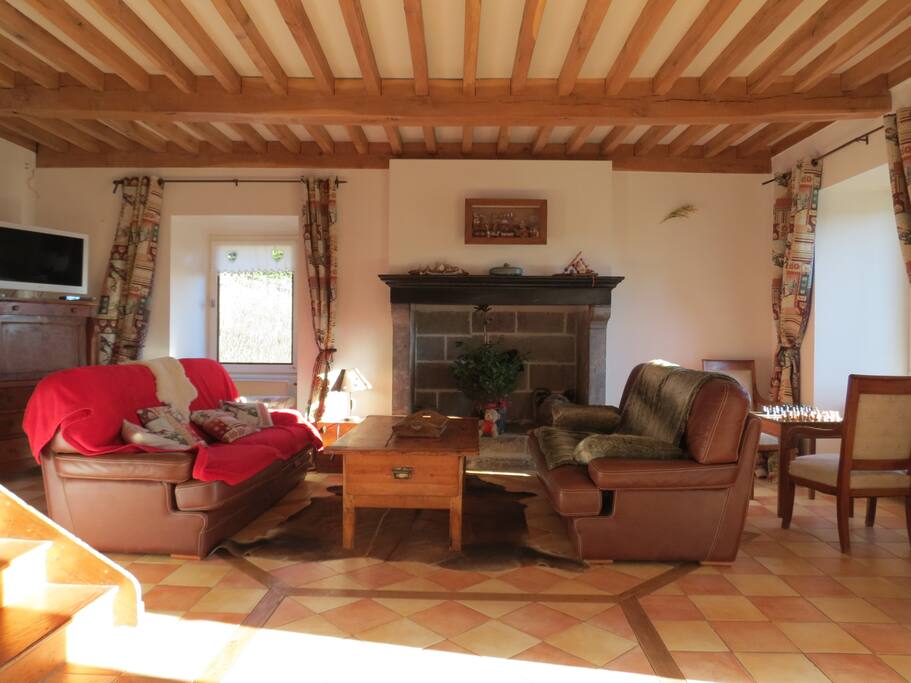 Salon spacieux et cocooning.