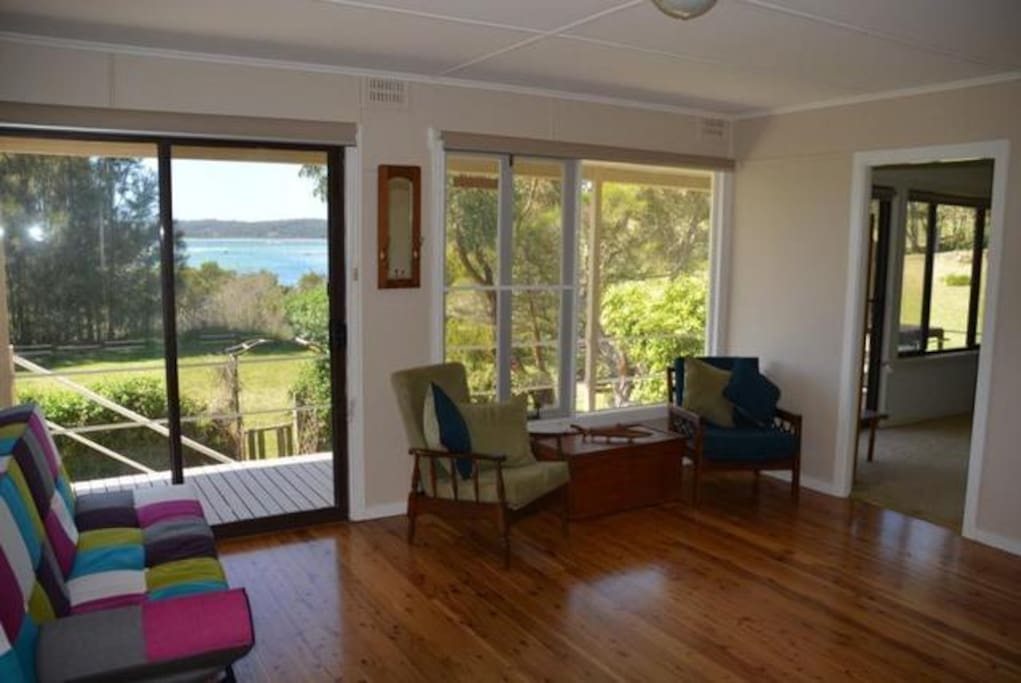 Lounge room onto deck and view
