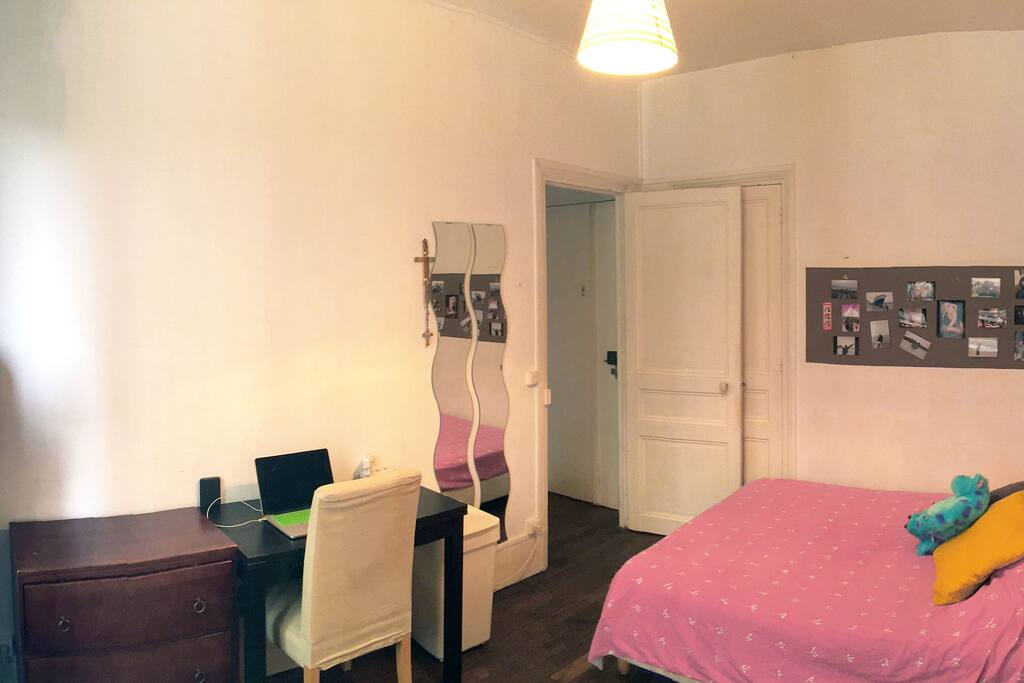 luminous room with desktop