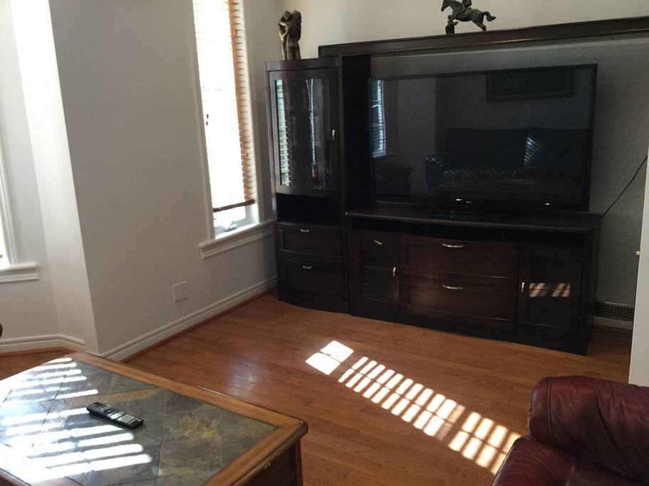 The TV is amazing and there is cable which is all yours