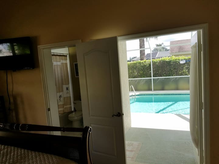 Second Suite bathroom and pool entrance.