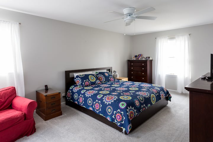Master Bedroom: King size bed.