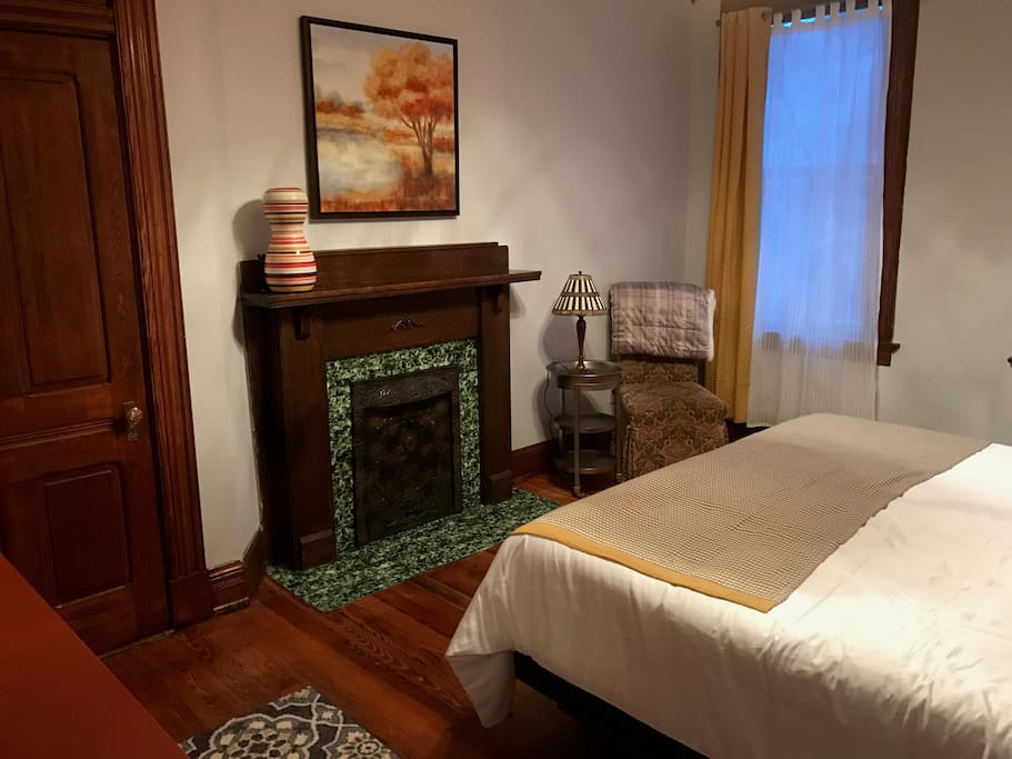 Beautiful fireplace in bedroom