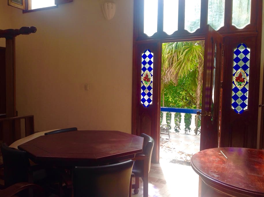 Inside game room, perfect to have drinks and playing cards while girls get ready to hit out
