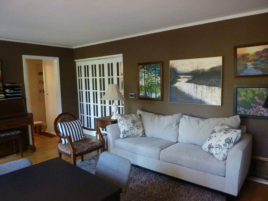 Host space is back half of house behind French doors in photo. When we have guests, the doors are closed off on our side with double wallboard and thick sound-deading foam.