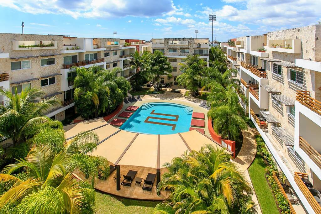 sky view of the amazing pool
